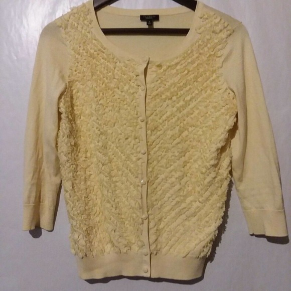 Talbots SILK Blend Yellow Cardigan Sweater Small - Picture 2 of 2